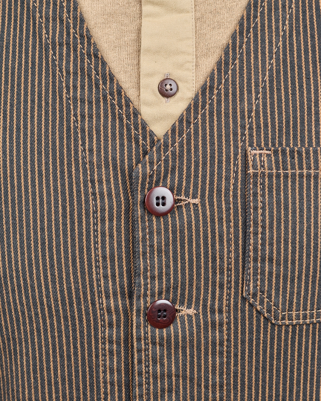 1937 Roamer Vest Hickory Stripe BraUn (Pike Brothers)