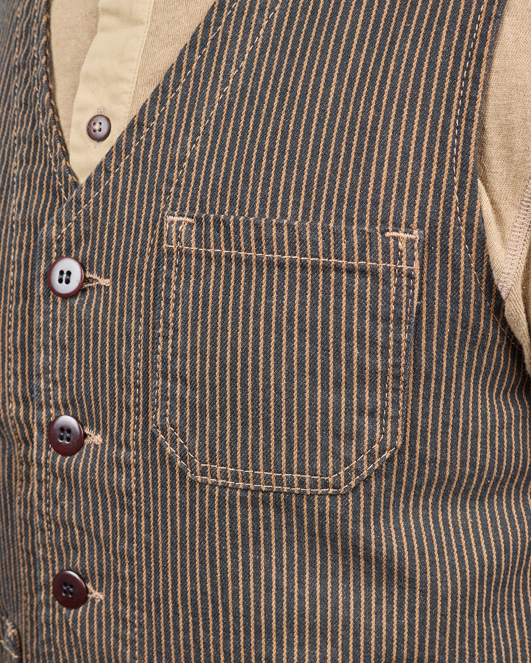 1937 Roamer Vest Hickory Stripe BraUn (Pike Brothers)