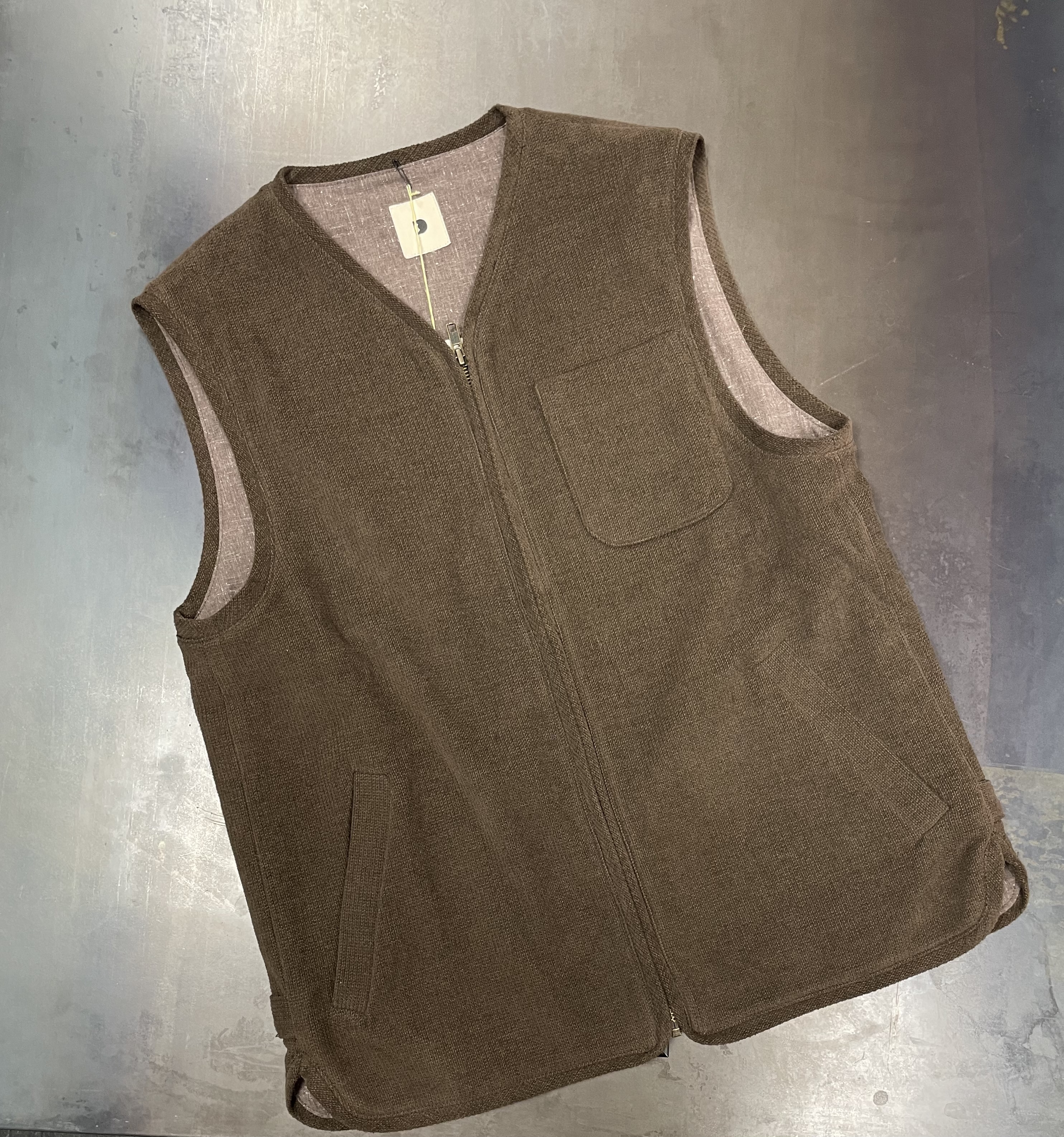 Zipped Vest Brown Cord/Wool