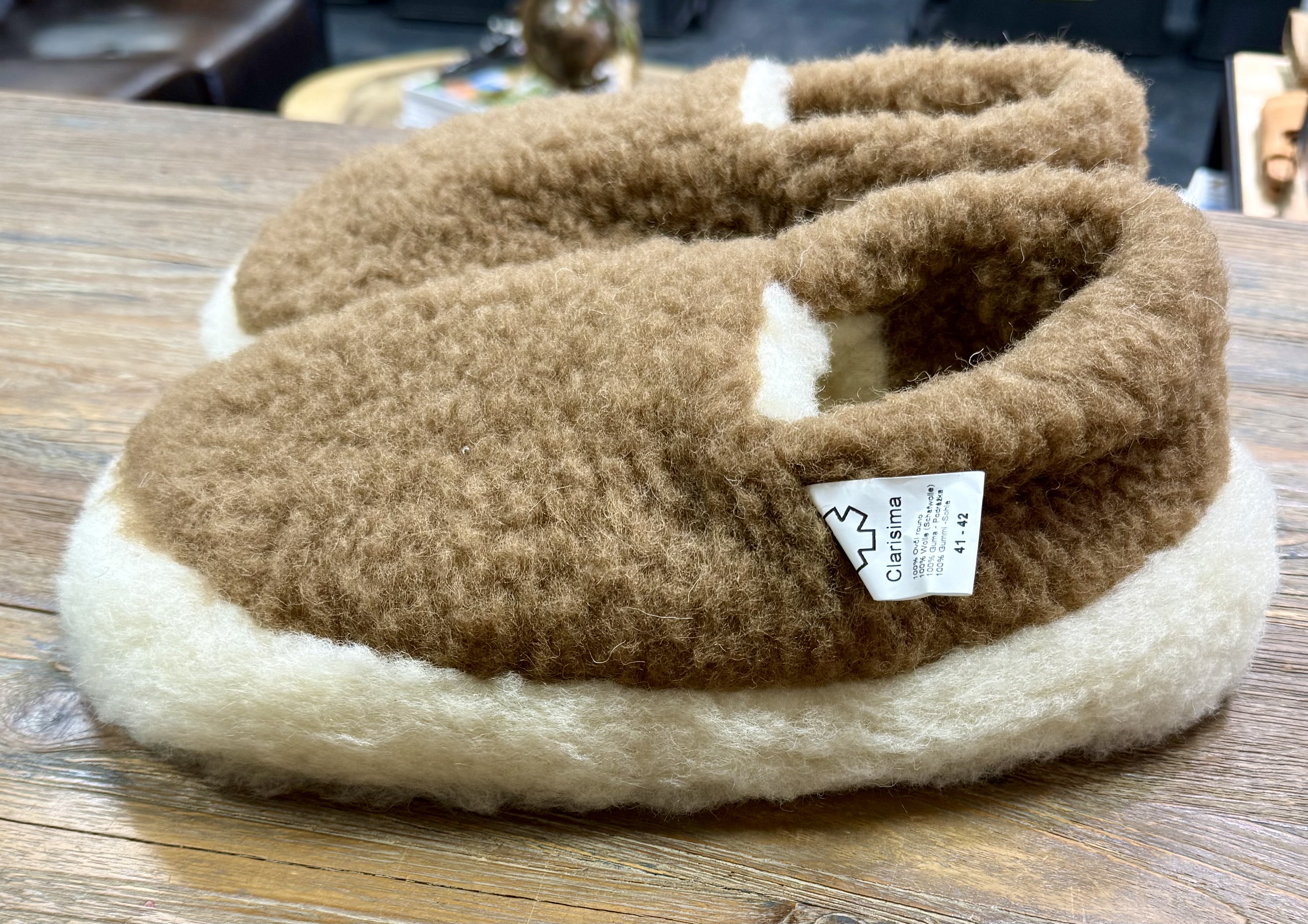 Wollfleece Hausschuhe Braun (Clarisima)