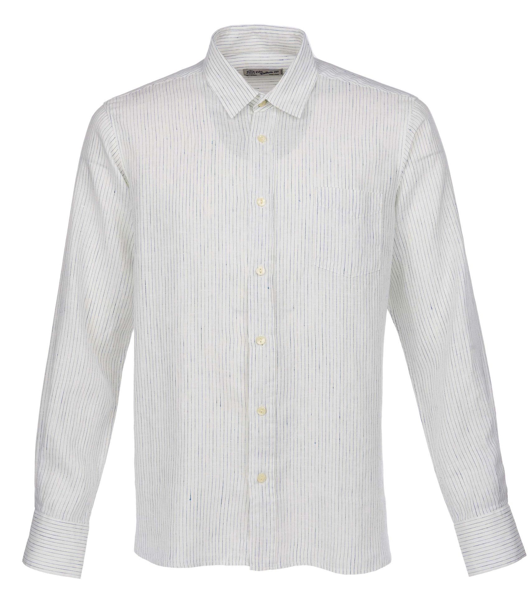 1947 Albatros Shirt white blue linen (Pike Brothers)
