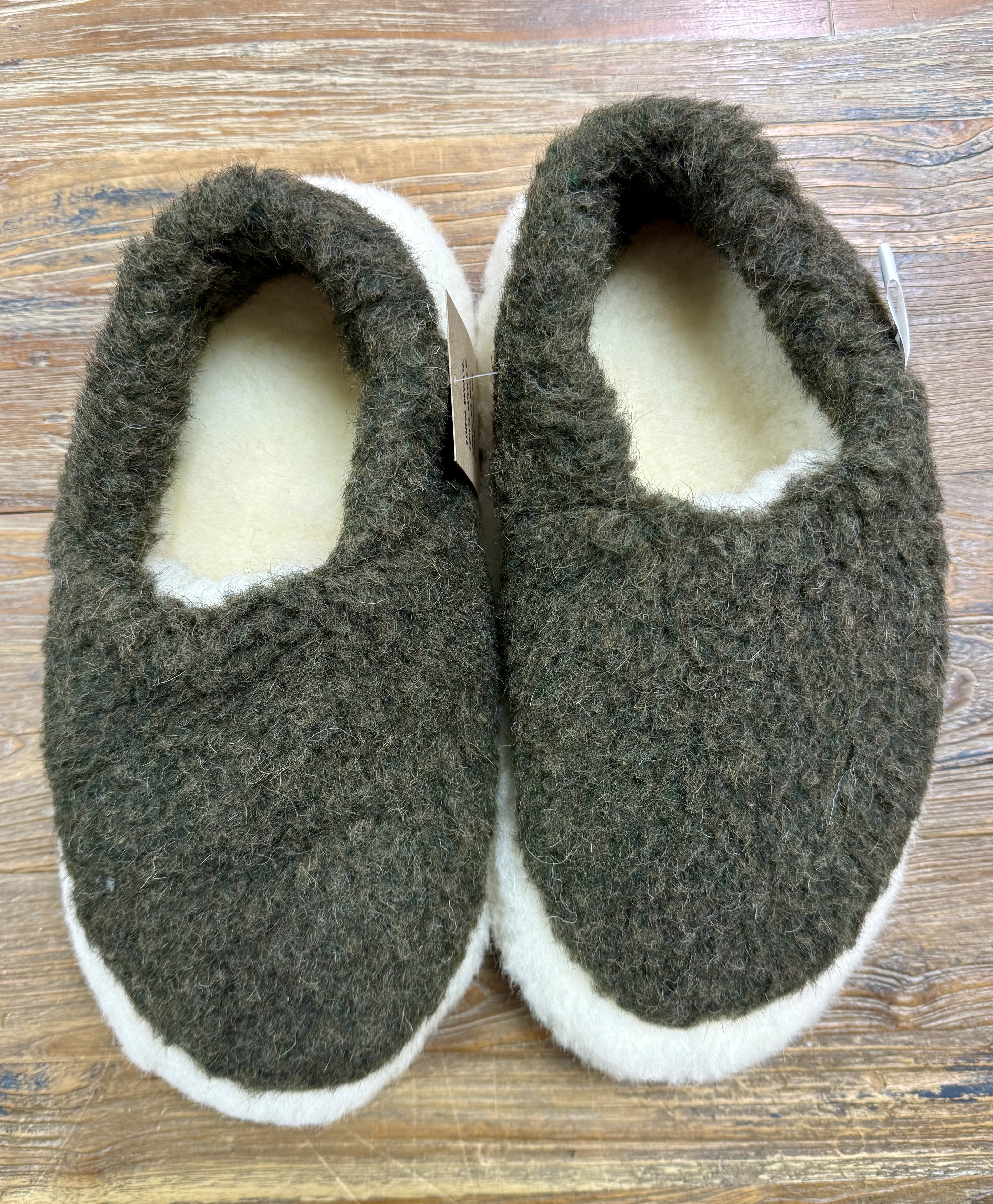 Wollfleece Hausschuhe Khaki (Clarisima)