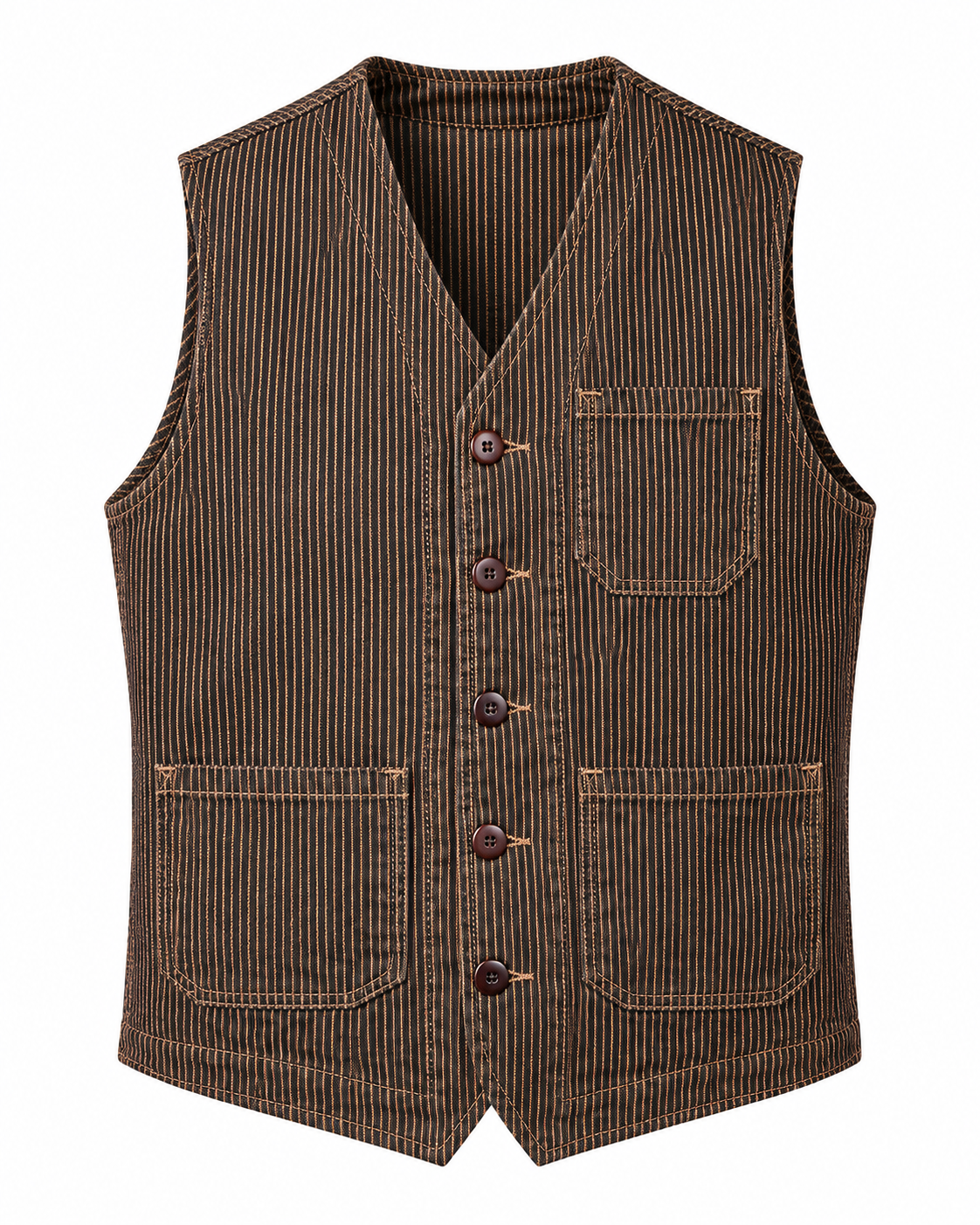 1937 Roamer Vest Hickory Stripe BraUn (Pike Brothers)